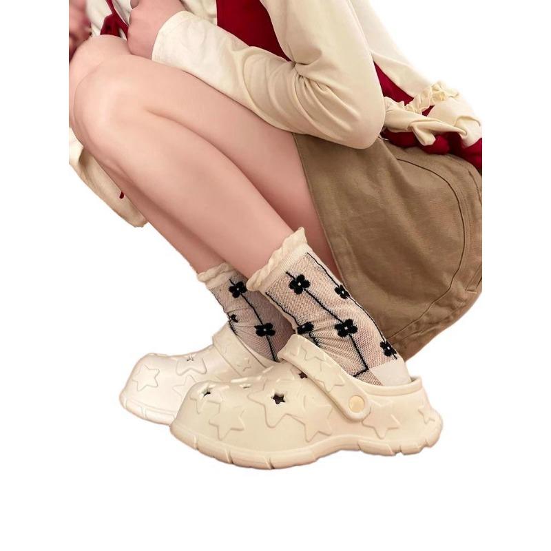 Thick-soled Heightening Fashionable Versatile Simple Hole Shoes, Breathable In Summer, Two Wear Bag Head Cool Slippers