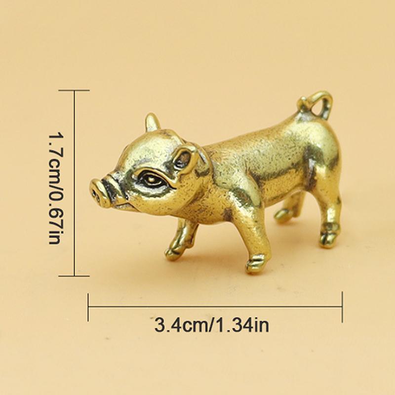 1/3Pcs Pure Brass Piggy Transport Keychain Pendant Zodiac Pig Desktop Ornament Small Bronze Decorative Figurines Office Ornament