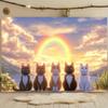 2D Дитячий Фон для Фотозони з Котами, Милі Коти на Пляжі під Захід Сонця