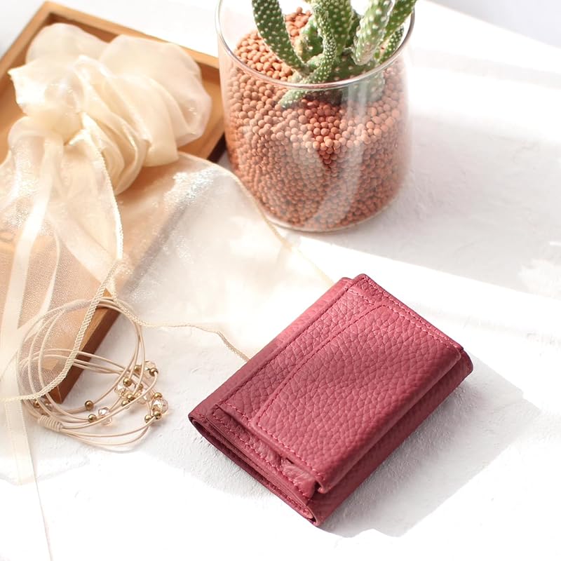 [LedLis] wallet mini wallet ladies tri-fold genuine leather cowhide compact Smaller small coin purse BOX type slim card storage small wallet men's