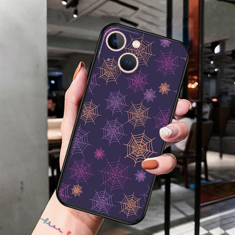 Apple Iphone15 Mobile Phone Case Luxury Color Spider Web Spider Web Mobile Phone Case Hair Painting Anti-Drop Huawei Three