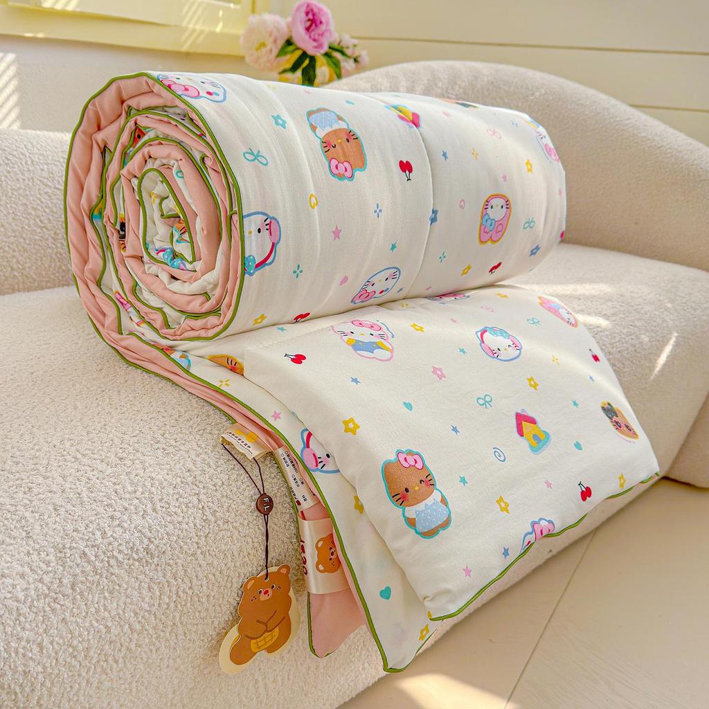 Washed Crinkled Gauze Summer Quilt - Skin-Friendly Cool Blanket for Air Conditioning