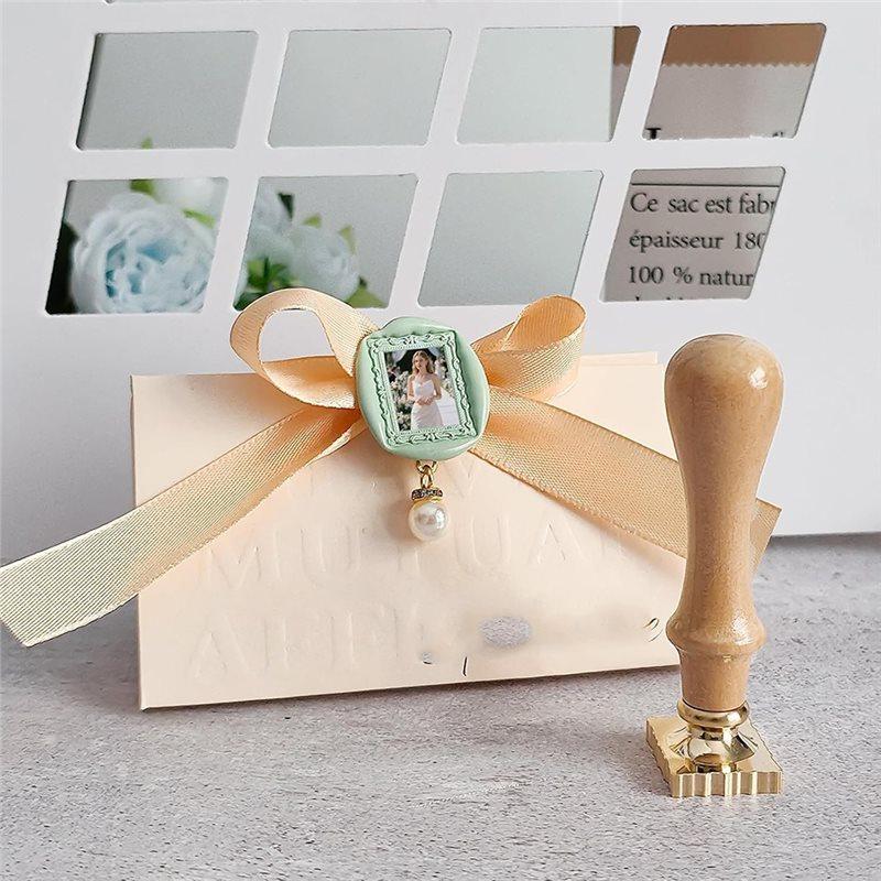 For Wax Seal Stamp Frame, 3D Embossed Flower Relief Carving Brass Head And Wood Handle For Wax Seal Kit