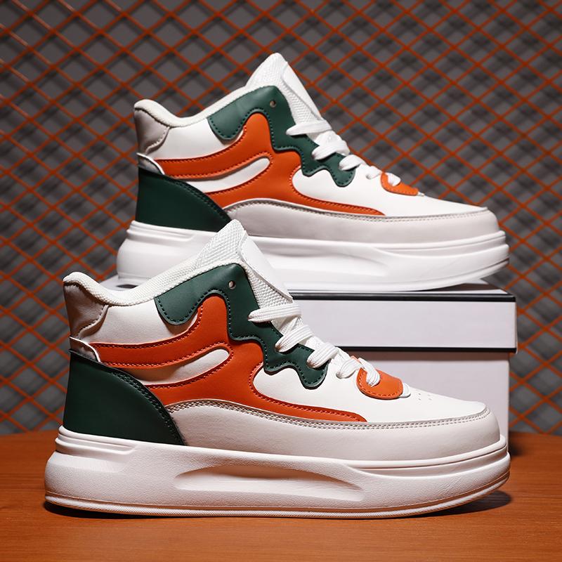 Dámské vysoké boty na skateboard s tlustým dnem Dívčí Studentské Ležérní Vycházkové Bílé kotníkové boty Obuv na platformě pro zvýšení výšky