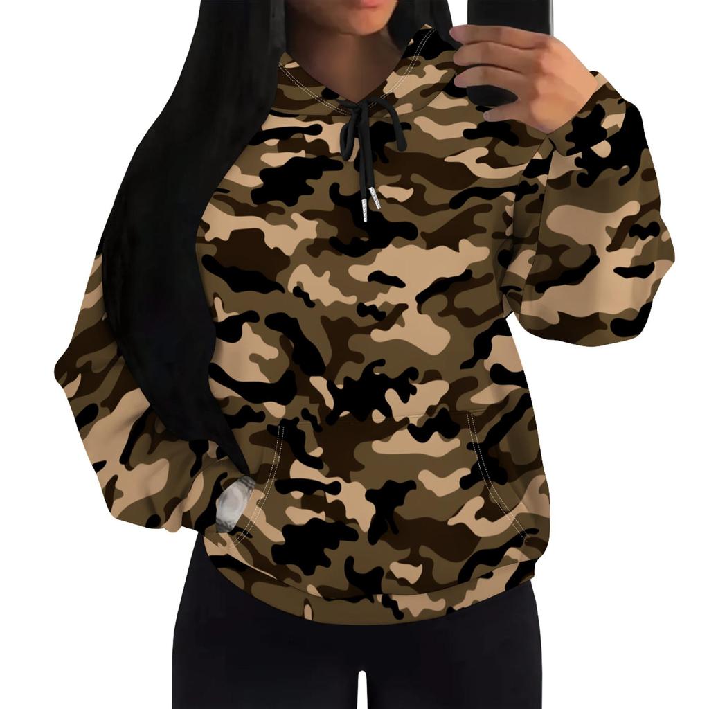 European & American Multi-color Camouflage Hoodie with Patch Pockets (H10552)