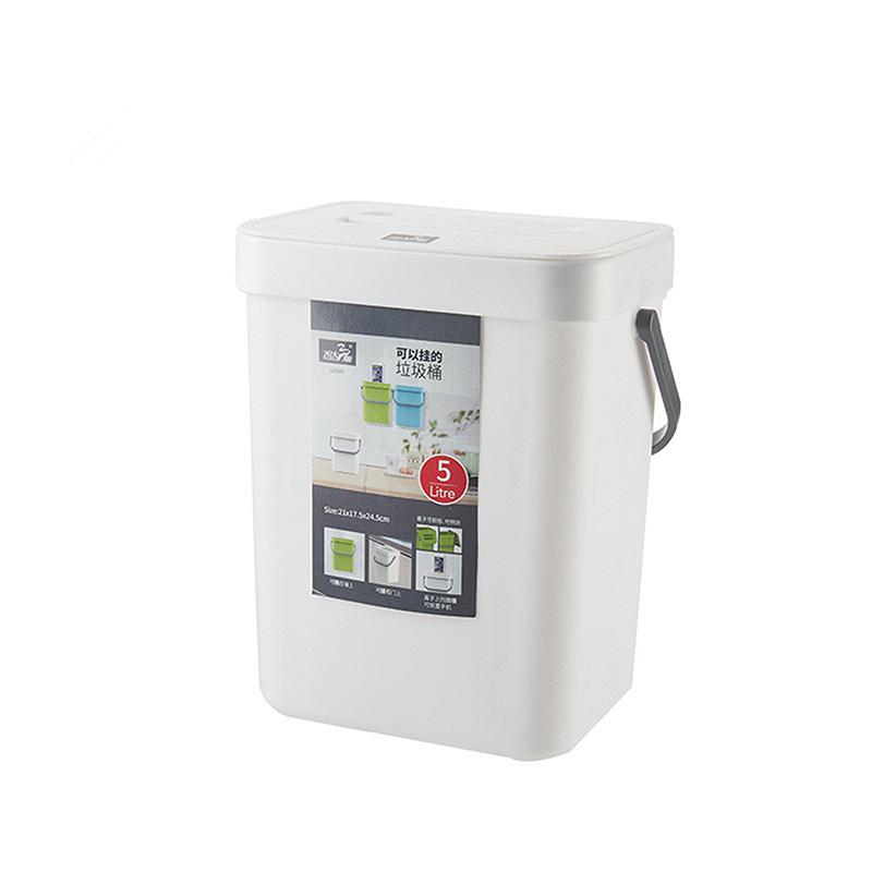 5L Kitchen Trash Can Wall Mounted Hanging Trash Bin With Lid Garbage Can For Cabinet Under Sink Waste Garbage Compost Bin Trash