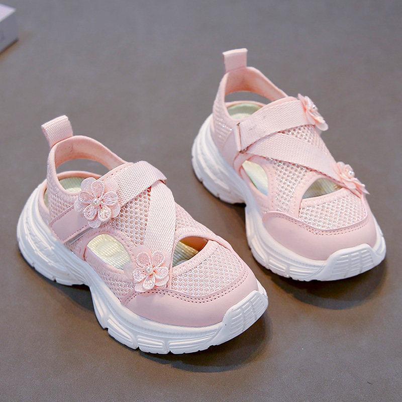 Girls Summer Sport Sandals Closed Toe Beach Shoes Princess Mesh Breathable Anti Slip