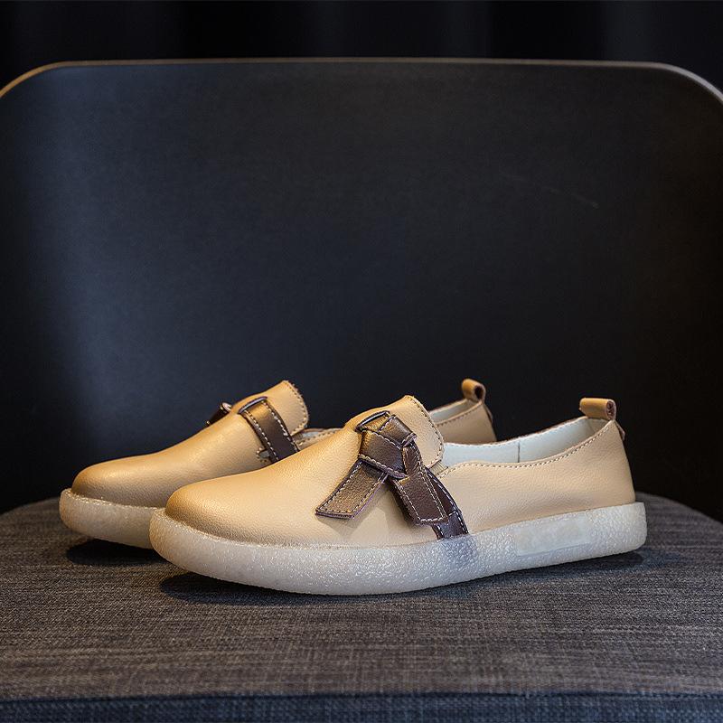 Flat-soled single shoes women s spring new versatile soft-soled Doudou shoes women s autumn leather casual maternity shoes 35