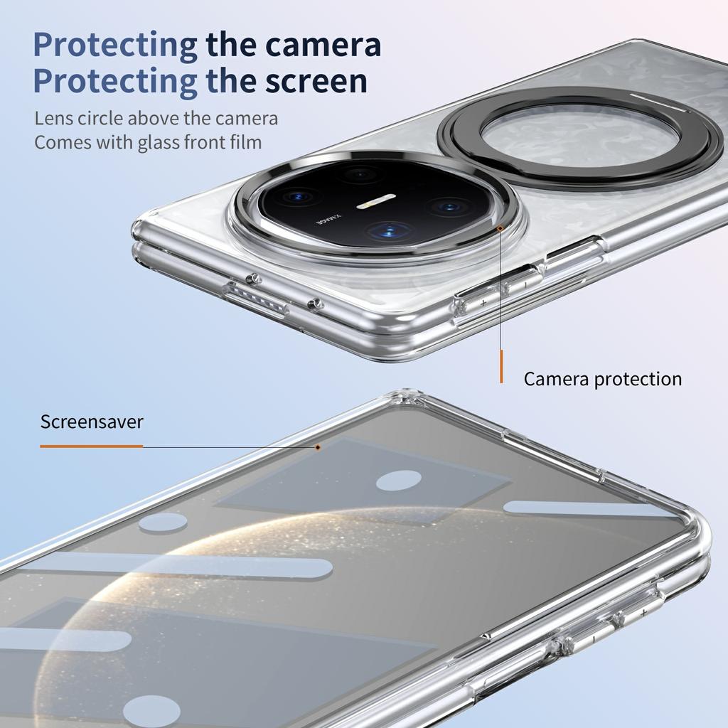 For Huawei Mate X6 Case Magnetic Kickstand Clear PC Phone Cover with HD Screen Film