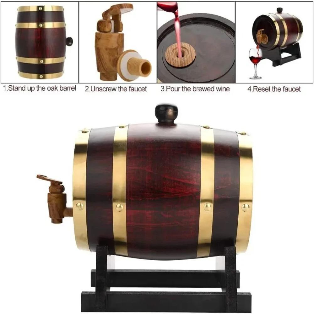1.5/3/5L Wine Barrel with Tap Beer Container Bar Tool Beer Dispenser  Restaurant