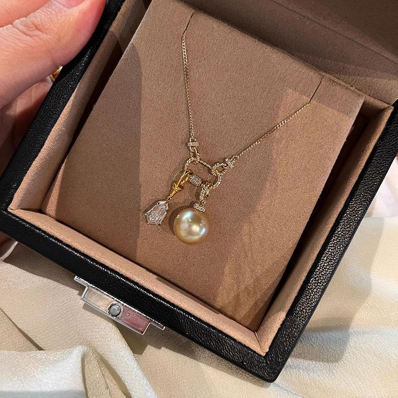 Klasyczny design owalny diament kryształ perła wisiorek retro high-end moda vintage naszyjnik odpowiedni na codzienne prezenty