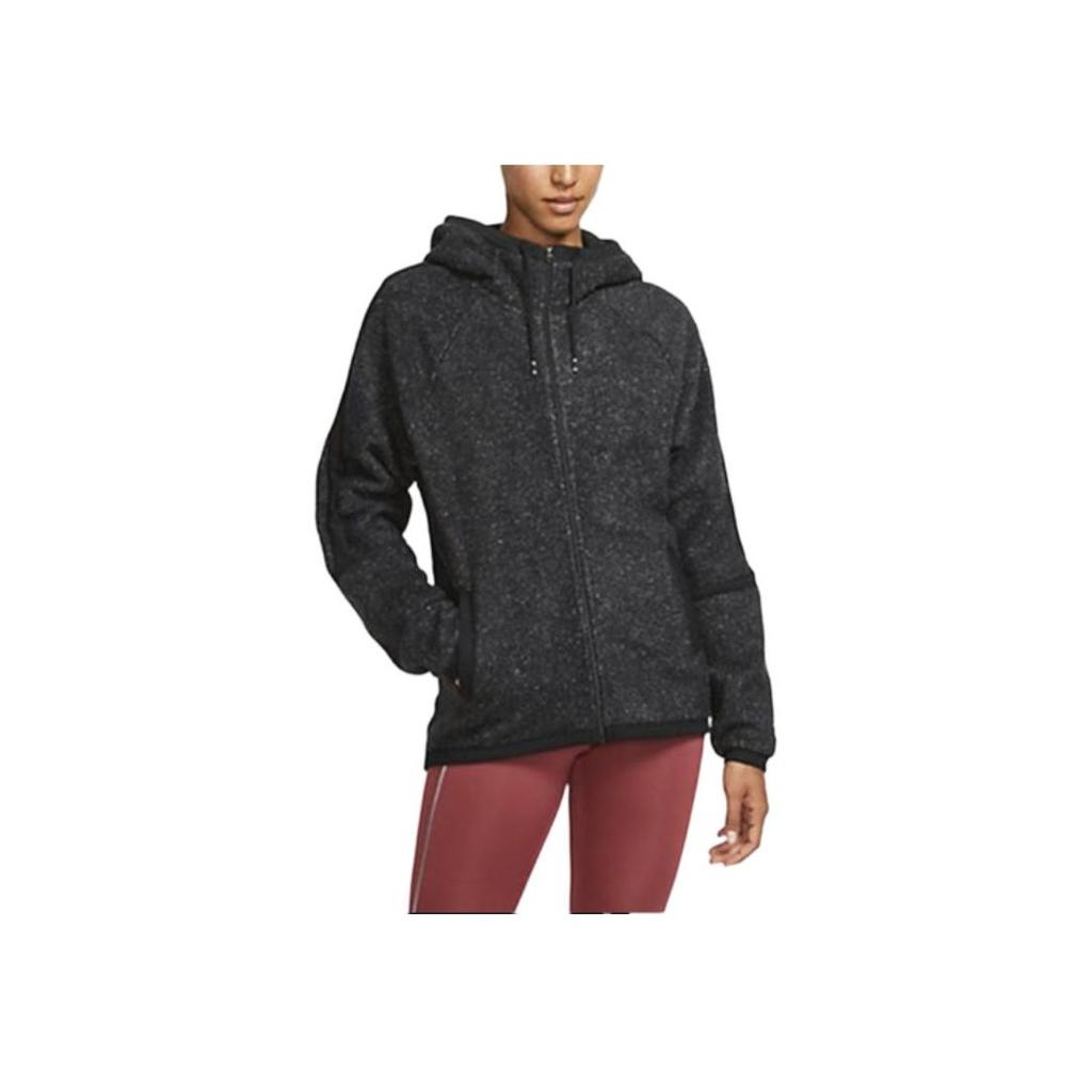 Nike Solid Color Hooded Zip-Up Drawstring Long Sleeve Sweatshirt Women Tops Black BV5267-010