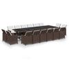 17 piece brown polyrattan garden dining set with cushions