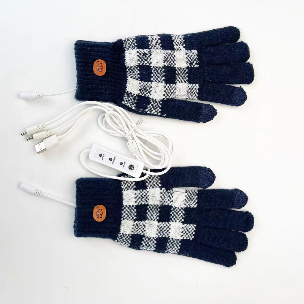 USB Electric Heating Gloves Quality 5-finger Jacquard Hand Warmer Outdoor Sports Cycling Warm Fashion Commuting