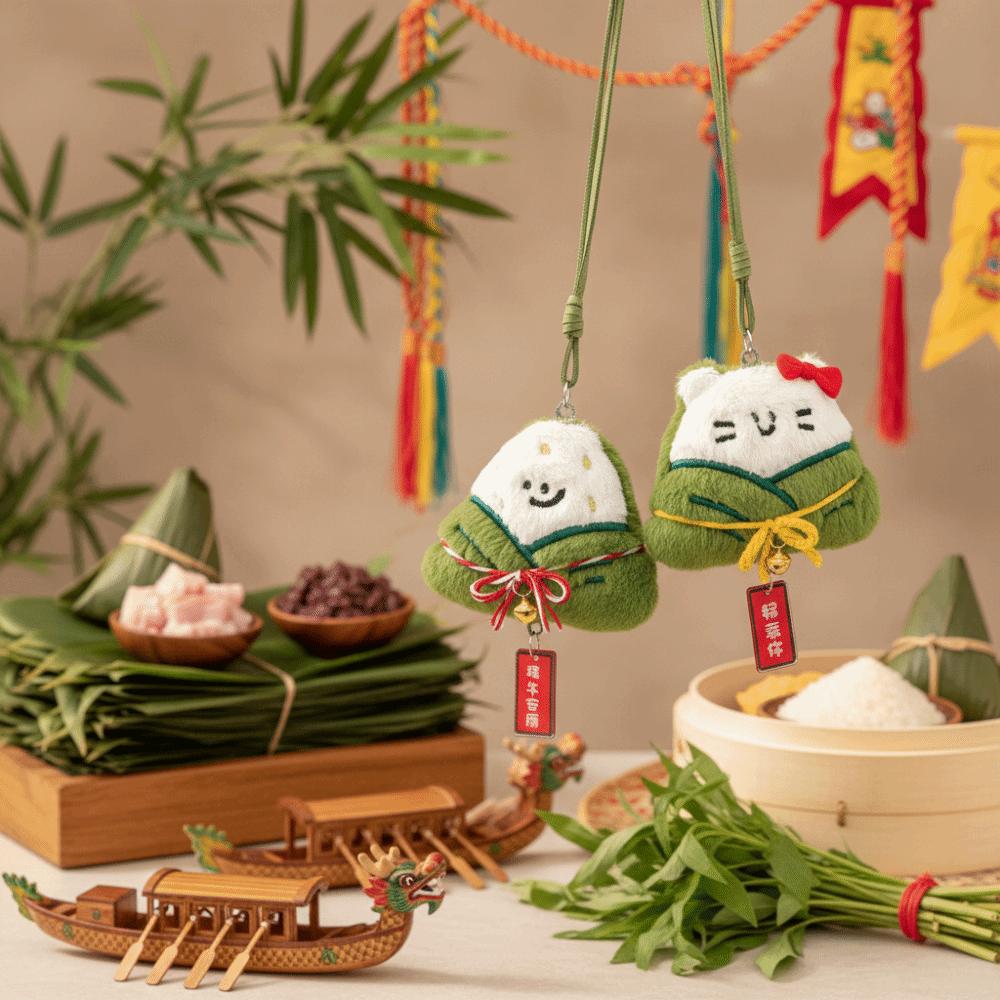 Chinese Style Zongzi Pendant Traditional Cartoon Plush Doll Pendant Festival Gift