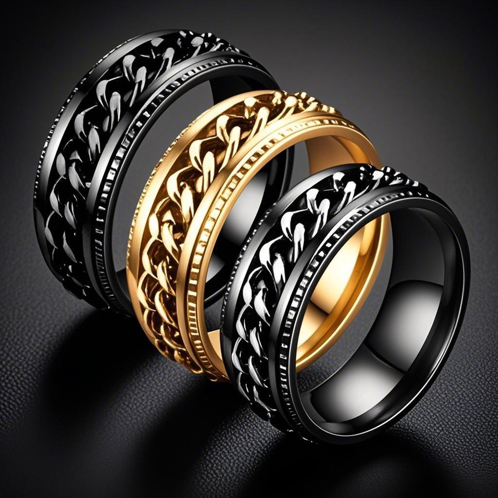 Boys Fashionable Stainless Steel Ring Does Not Fade Ins Wind Chain Rotation Rotation Decompression Titanium Steel Ring Element Ring