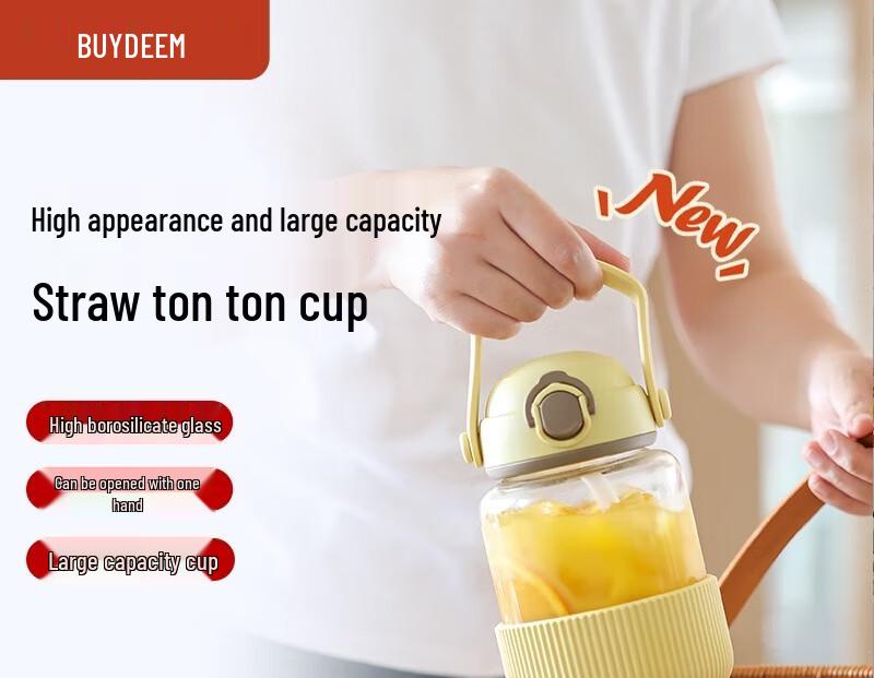 Buydeem 800ml Heat-Resistant Glass Water Bottle