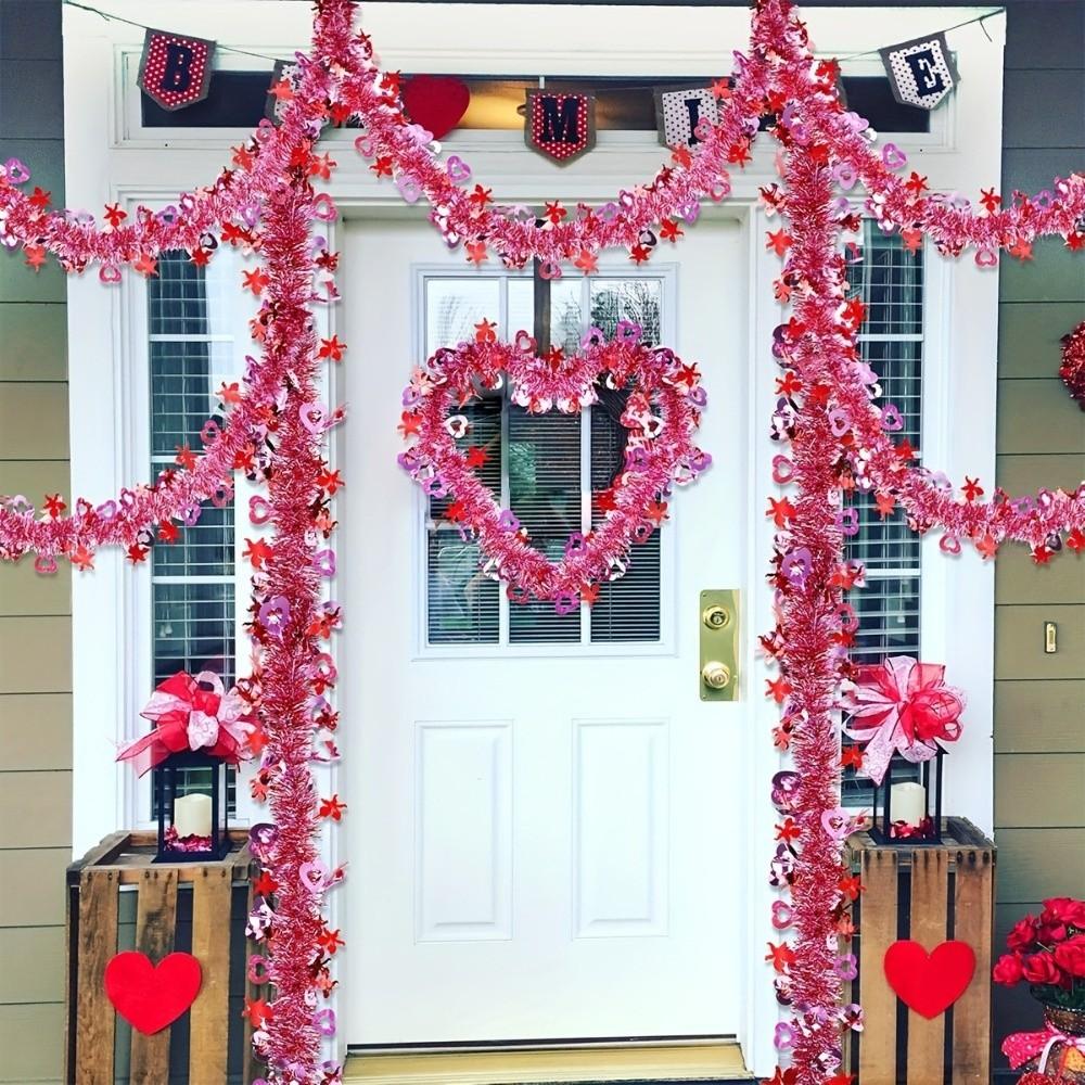DIY Heart Tinsel Garland 5M Hanging Decor Dense Valentines Garland  Indoor Outdoor