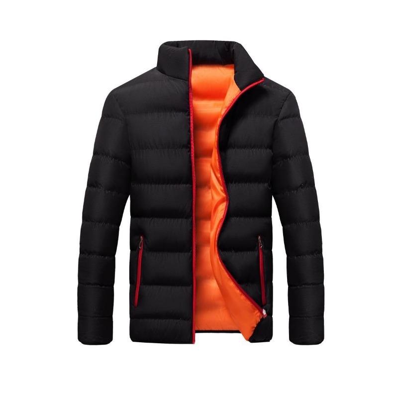 Men S Thick Winter Cotton Jacket Stand Collar Zip Up Coat