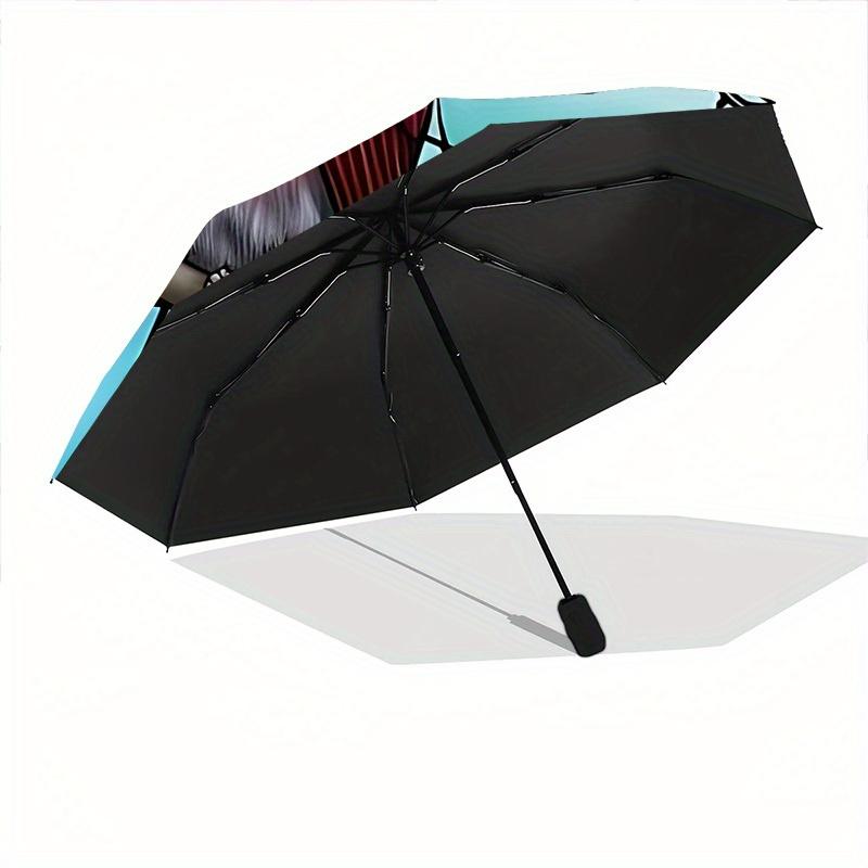 1pc Stained Glass Cardinal Compact Travel Umbrella, Automatic Folding Lightweight Windproof 8-Bone Reinforced Design, Portable for Backpack