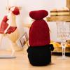 Stylish Burgundy Knitted Hat Gnome Doll With Champagne Sign For Festive Bar Decor
