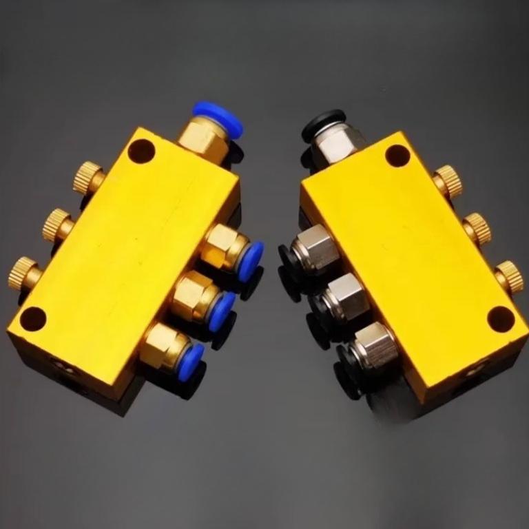 2-12 Ways Aluminium Brass Lube Oil Piston Distributor Manifold Block Compression Push In Fitting Centralized Lubrication System