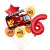 Fire Truck Aluminum Film Digital Balloon 7Pcs Birthday Party Decoration Balloon Venue Arrangement Set