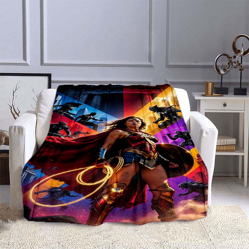 The New Wonder Woman Print Blanket Is a Warm and Comfortable Flannel Blanket, Suitable for Bedrooms, Sofas, Beds, Chairs, Picnic