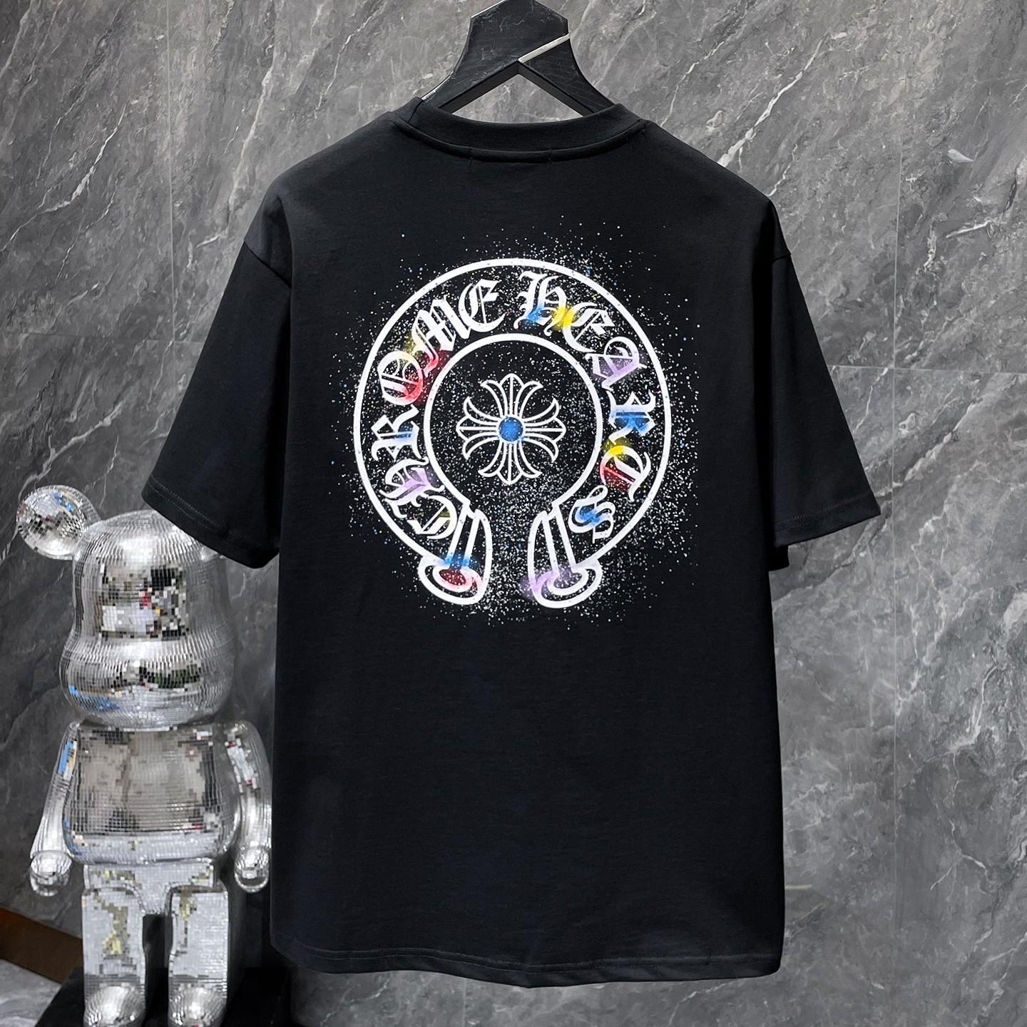 

GZ-8922 ХРОМІЗОВАНІ СЕРДЕЧКА 2025 Літня нова високоякісна бавовняна футболка вільного крою великого розміру для чоловіків та жінок, футболка для пар S чорний