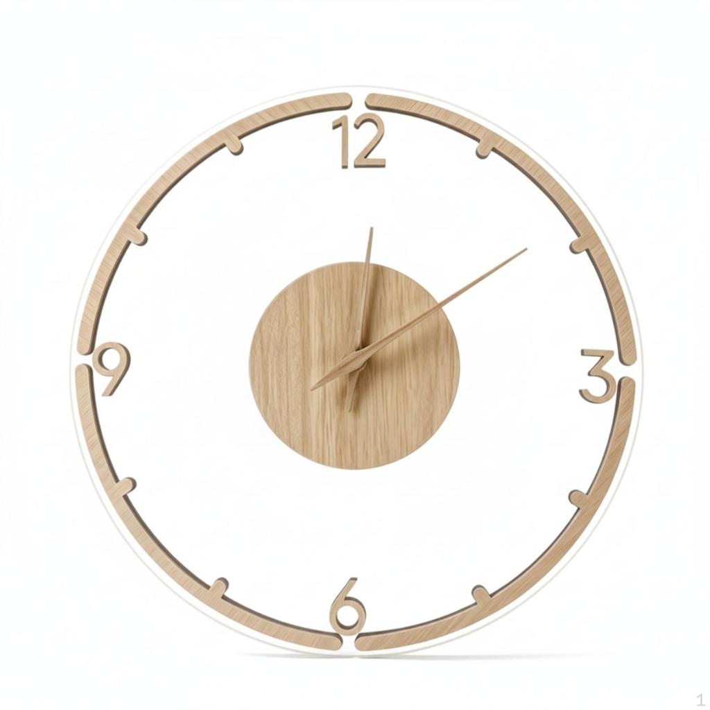 Wooden Wall Clock NonTicking Minimalist Silent for Homeowners, Decorators, Living Room,
