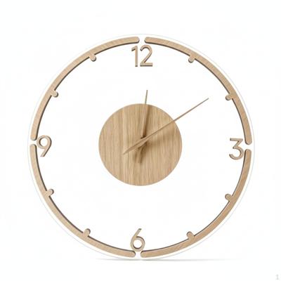 Wooden Wall Clock NonTicking Minimalist Silent for Homeowners, Decorators, Living Room,