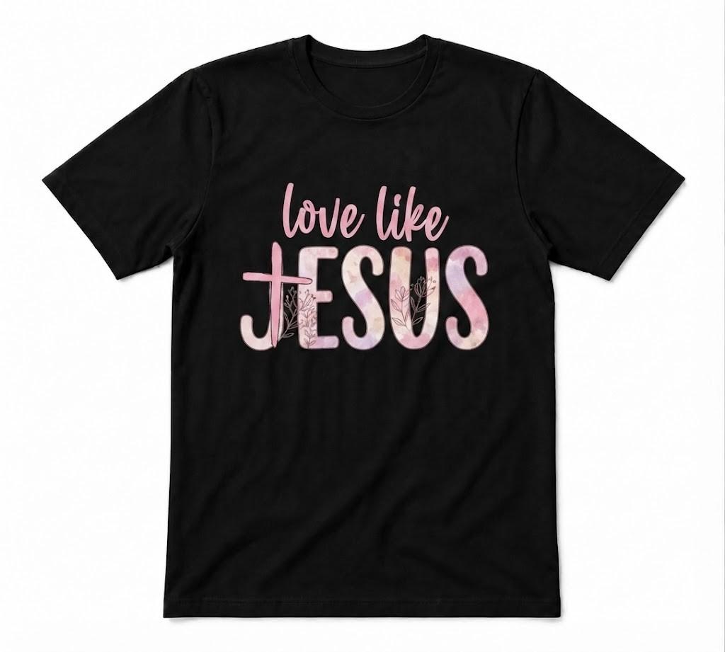 Leopard Love Like Jesus Christian Jesus Faith Inspired Black T-shirt
