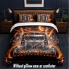 Truck Theme Custom Text Or Name 3Pcs Bedding Set,1 Flat Sheet & 2 Pillowcases Personalized Home Bedding