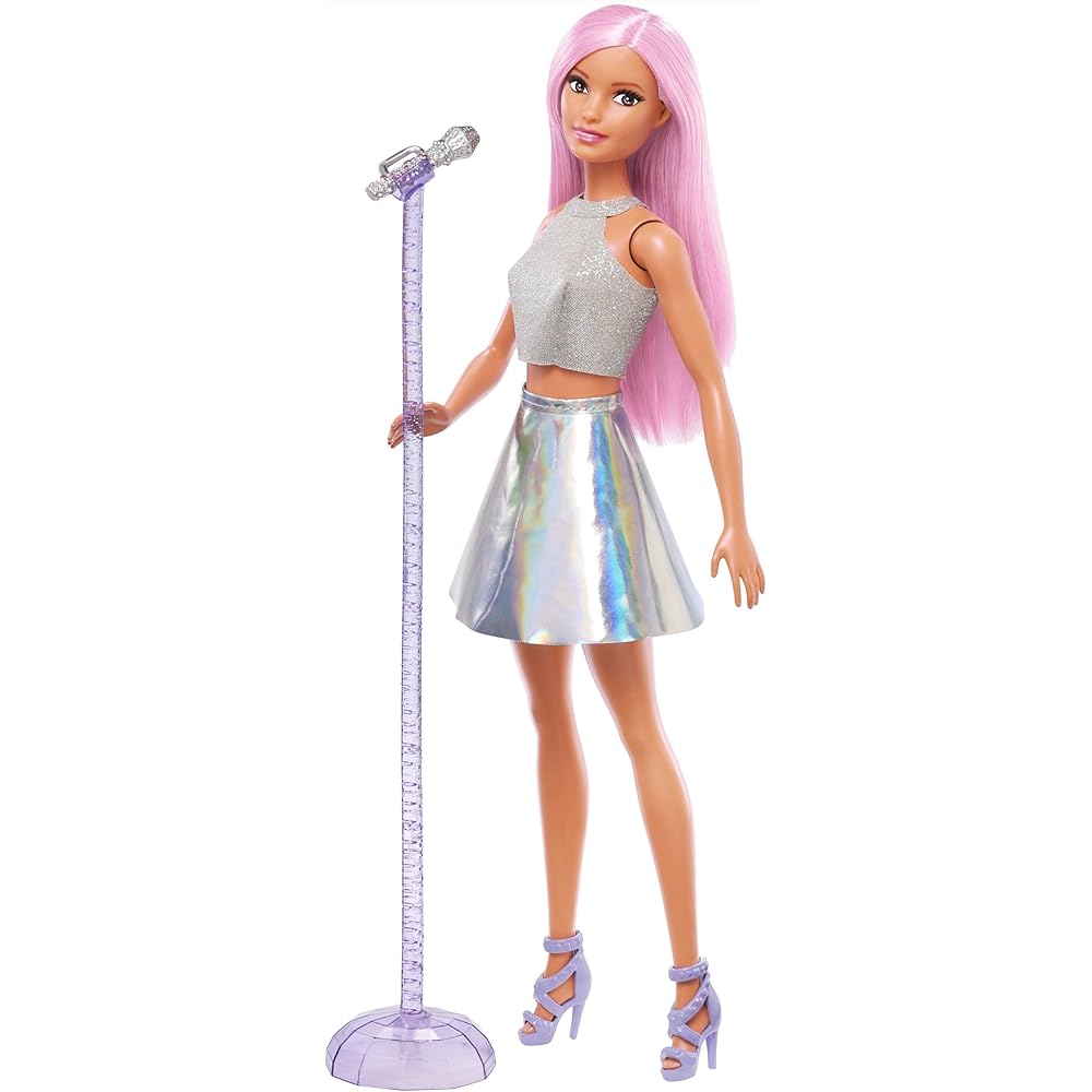 

Barbie Barbie 65 Pop Star Dress-Up Doll Playset with House for Role Play Ages 3 and Up Silver JCW42