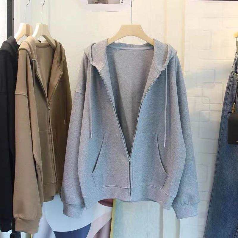 Coat for Women Cotton Autumn Winter Thickened Casual Oversize Solid Color Loose Hooded Jacket