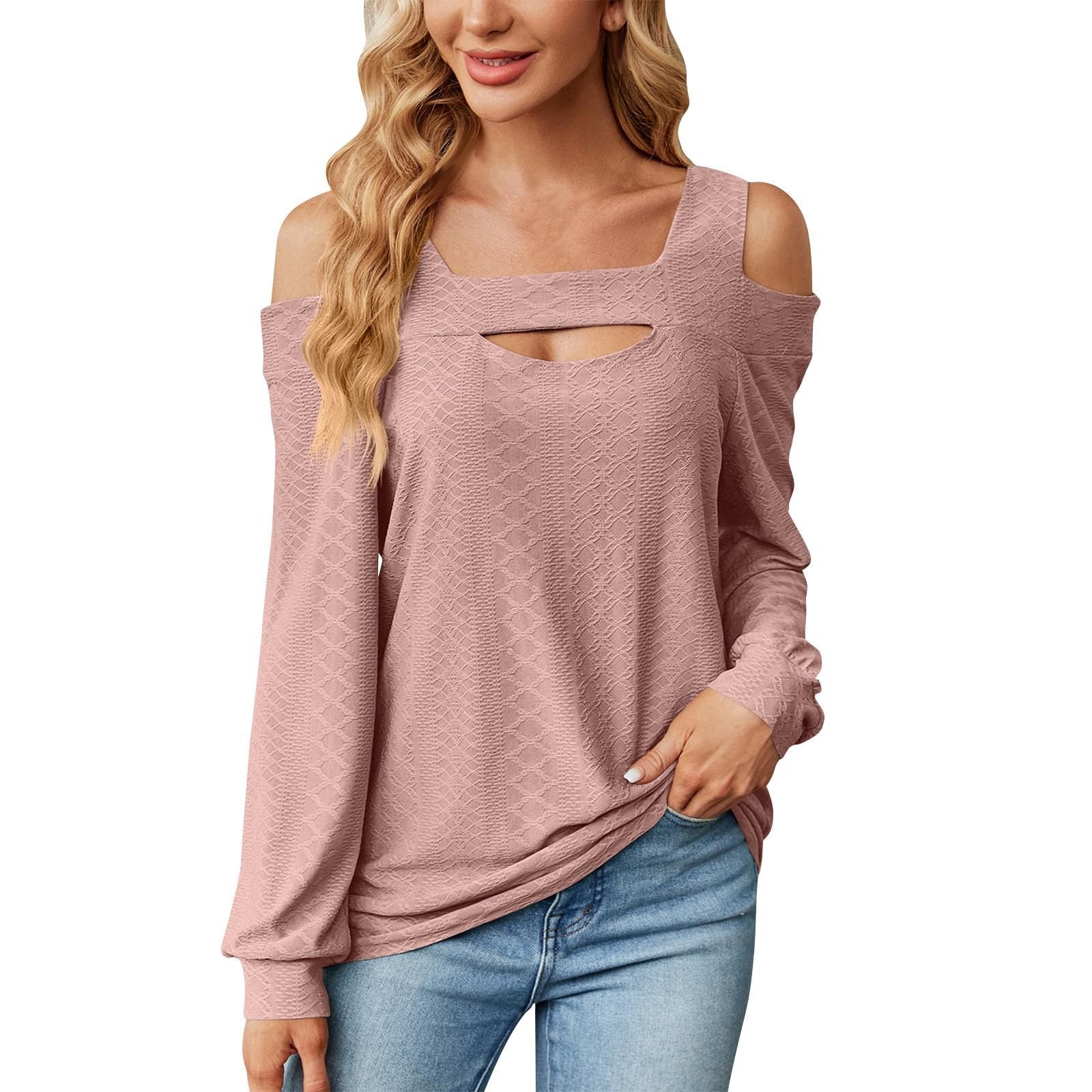 Женская элегантная и модная однотонная полая сексуальная свободная футболка с длинными — фото 6