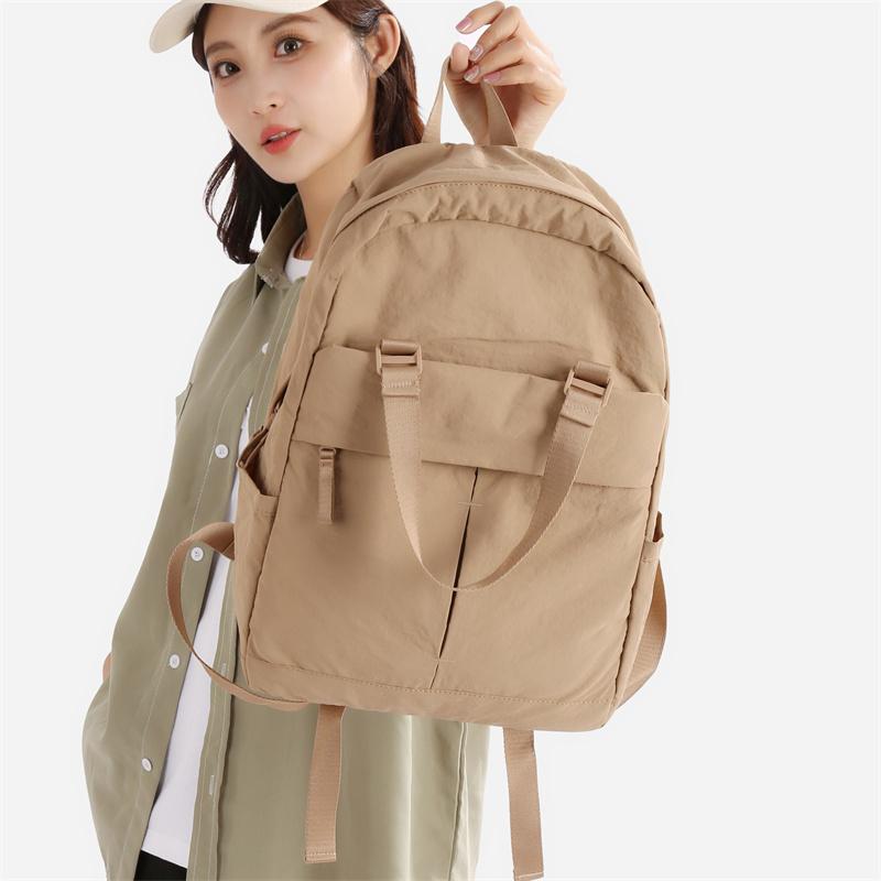 Men Solid Color Backpack Women's Large Capacity Lightweight Backpack Student Travel Bag