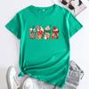 Summer Loose Christmas Print Pure Cotton Round Neck Short Sleeved T-Shirts Women’s