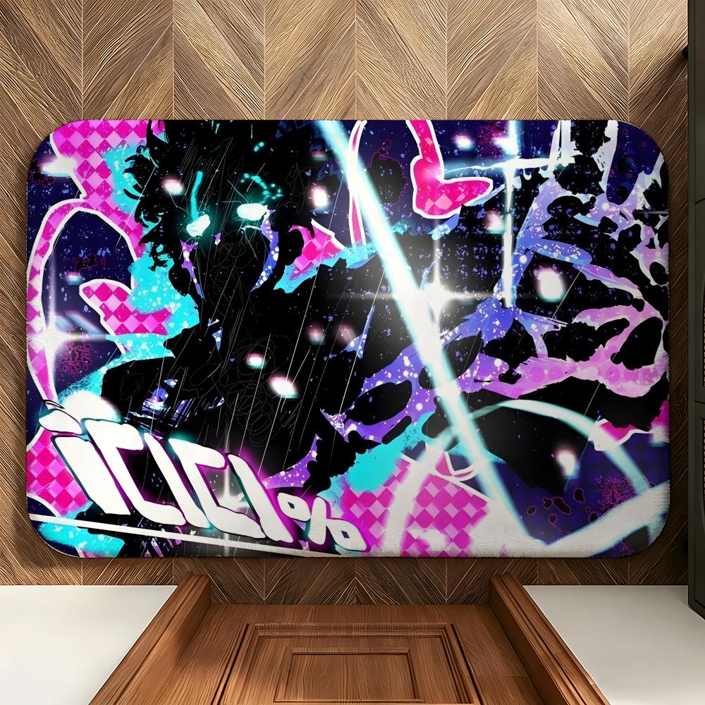 Anime M-Mob P-Psycho100 Floor Mat Soft Flannel Floor Mat Suitable for Entryways, Living Rooms, Bedrooms, and Bathrooms