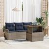 Garden Sofa Set with Cushions 5 Pcs Gray and Navy Blue