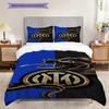 Inter Milan Emblem Serpent Three-piece set (1 * duvet cover + 2 * pillowcase, without core) 2D Flat Duvet cover and pillowcase Soft and comfortable