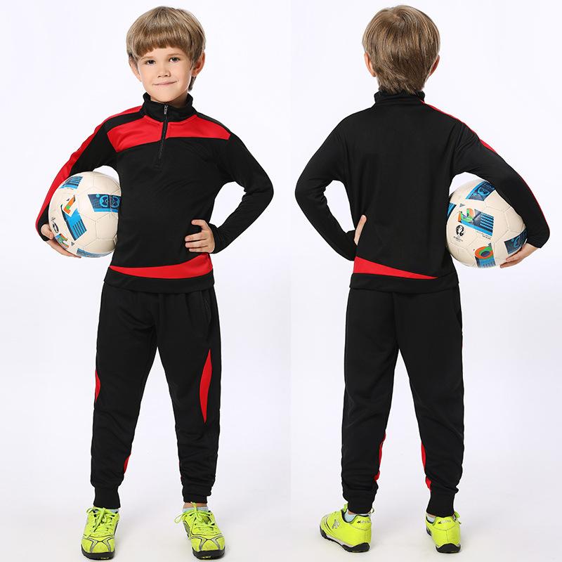 Long-sleeved Football Training Jersey Set, Children's/adult Autumn and Winter Game Jersey, Half-zip Sports Jersey Printing