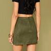 Women's High Waist Faux Suede Side Split Short  Skirt