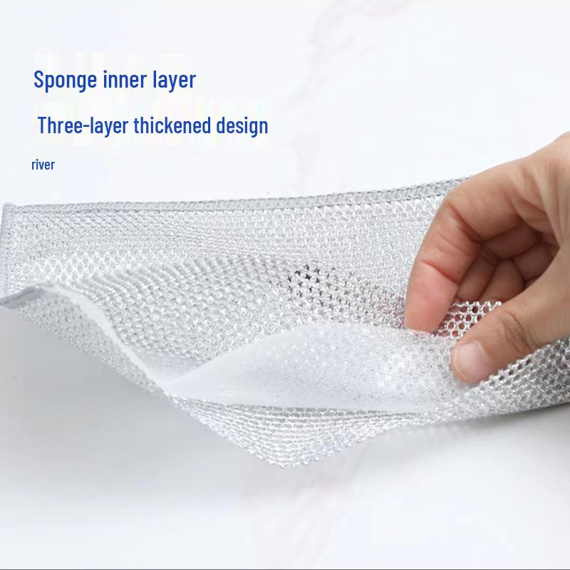 

Серебристая двухсторонняя губка для мытья посуды: Не оставляющая ворсинок, абсорбирующая альтернатива стальной вате для посуды и стекла. Stock Clean-up Pack