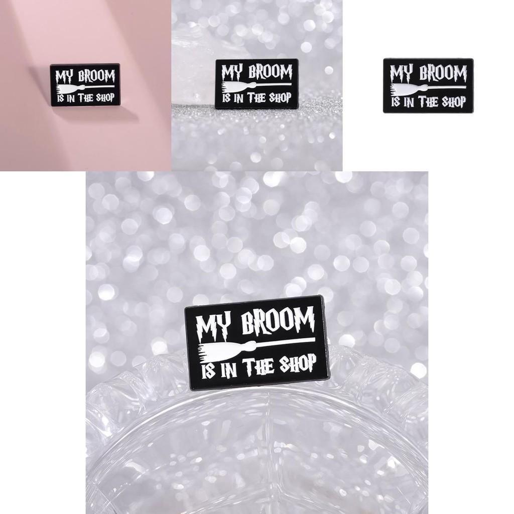 Adorable Cartoon Black Flying Broomstick Alloy Brooch With Colorful Enamel For Unique Styling