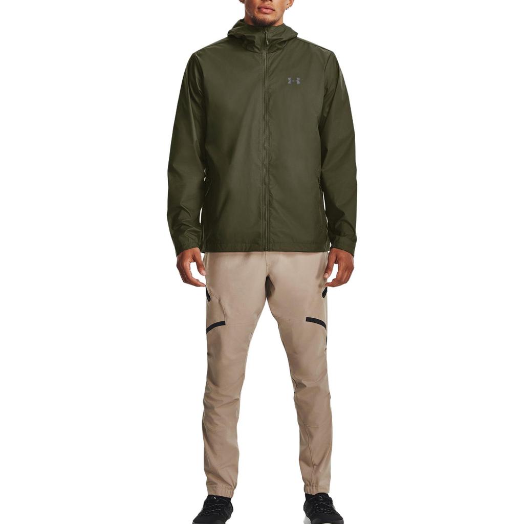 Under Armour Solid Color Logo Print Hooded Zip-Up Long Sleeve Jacket Men Jackets Green 1321439-391