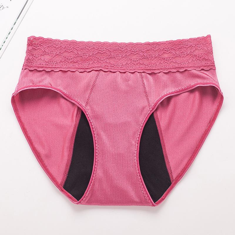 Women's Plus Size Lace Physiological Pants with Four Layers No Need To Wear Sanitary Pads Front Back Leak Proof Menstrual Underwear Panties