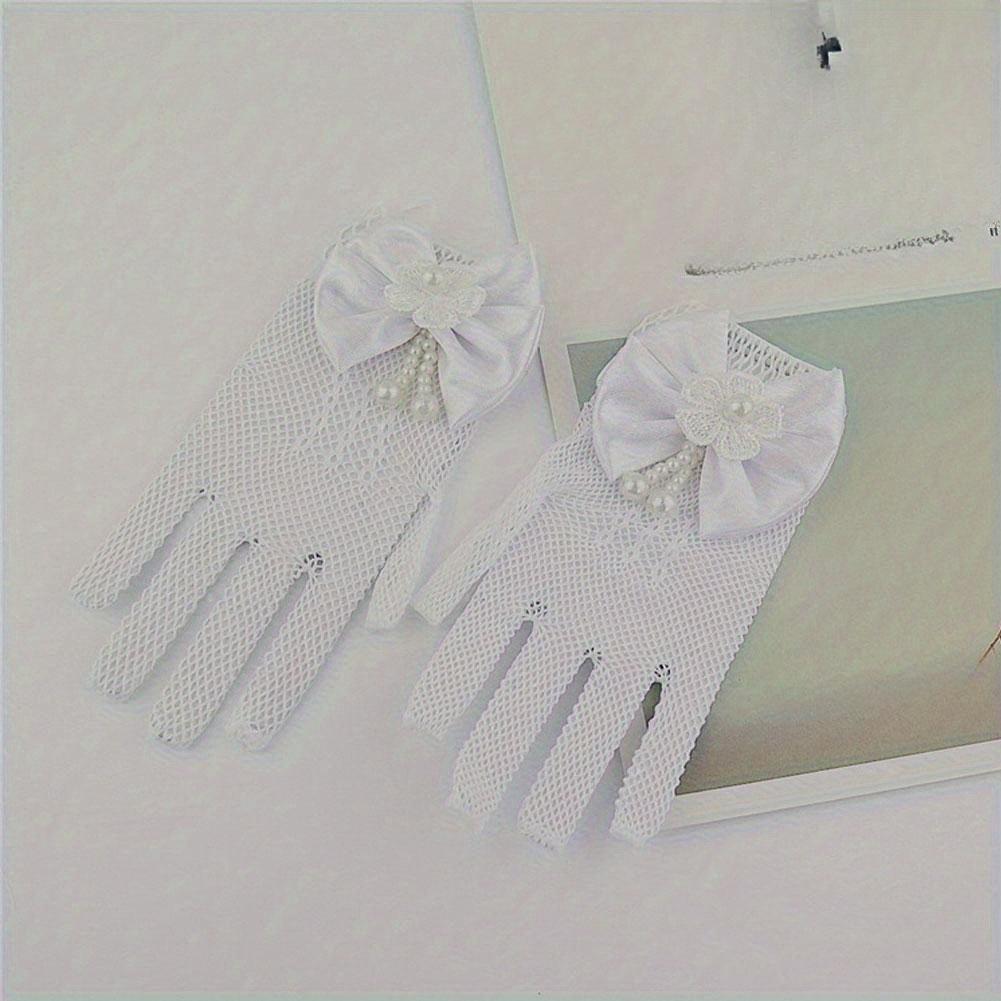 Mesh Bow Glove Dress Accessories Gloves Gloves Princess Cream Lace Fishnet Gloves Ceremony Parts