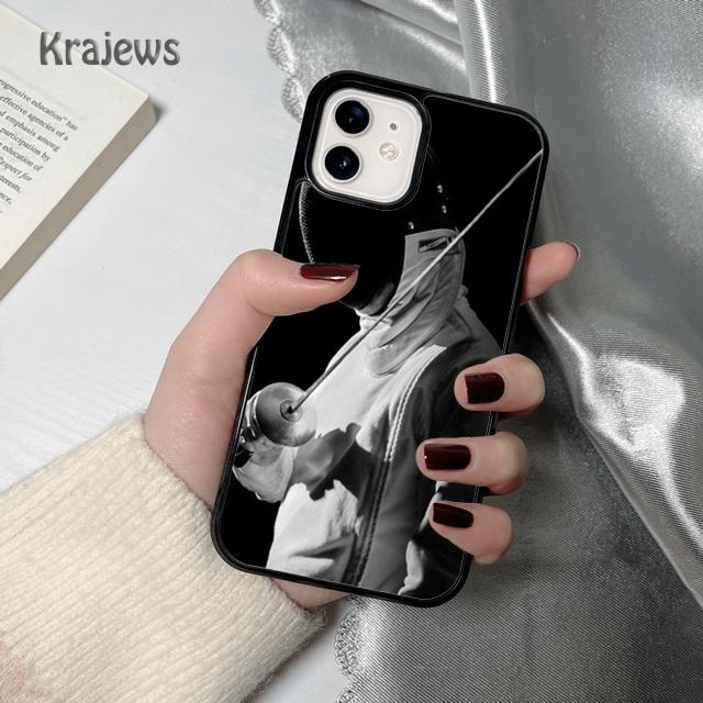Krajews Fencing Sport soft Phone Case Cover For iPhone 16 15 14 plus XS XR 11 12 mini 13 pro max coque Shell Fundas