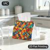 1pc Tissue Box, Tribal Geometric Triangles Vibrant Pattern, 2D Flat Printing, Dust Blocking, Machine Washable, Tissue Pouch, for The Coffee Table